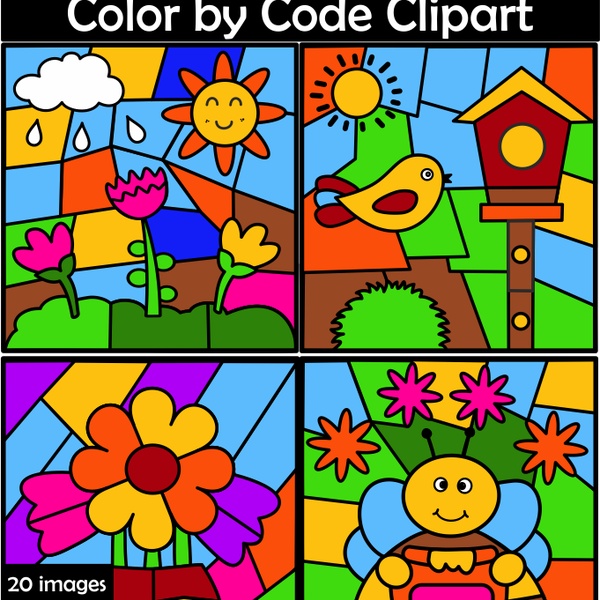 Spring Color by Code Clipart
