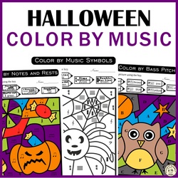 Image for Halloween Music Color by Code Pages | Music Color by Number product