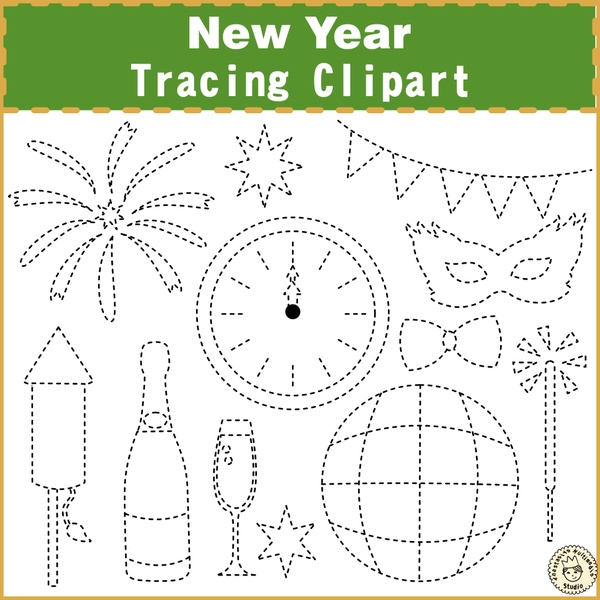 New Year Tracing Images Clipart