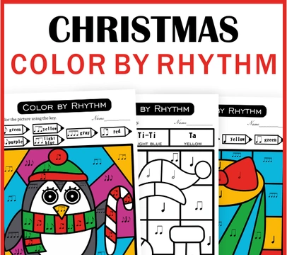 Christmas Music Coloring Sheets | Color by Rhythm | Music Color by Code