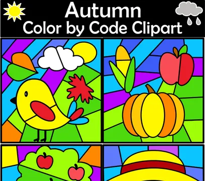 Autumn / Fall Color by Code Clip Art