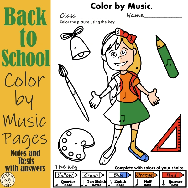 Back to School Color by Music Pages {Notes and Rests}
