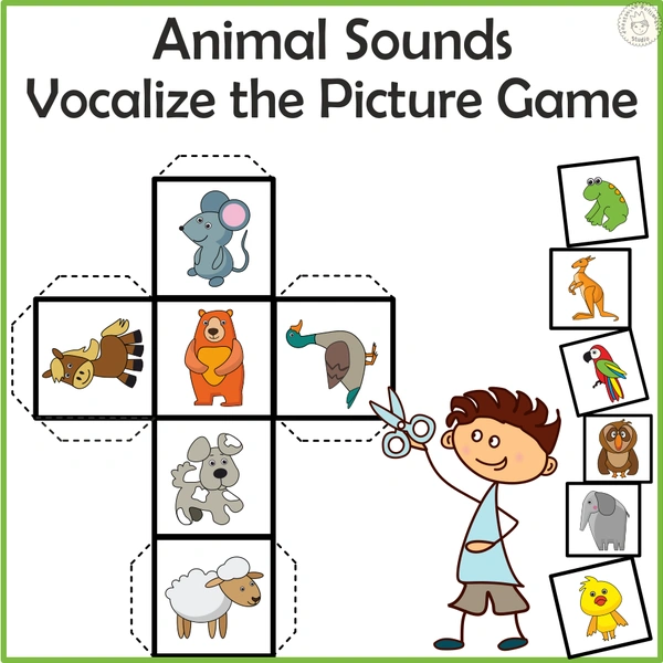 Animal Sounds Vocalize the Picture Game | Paper Blocks