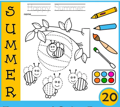 Summer Trace and Color Pages {Fine Motor Skills + Pre-writing}