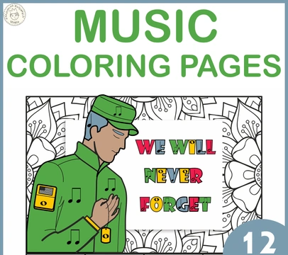 Veteran`s Day Music Coloring Pages for Beginners