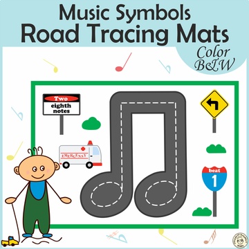 Music Notes & Symbols Road Tracing Mats
