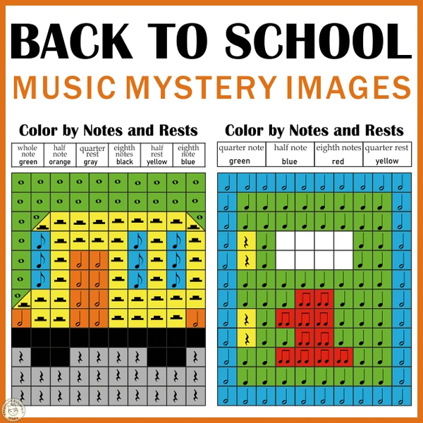 Back to School Music Color by Note Mystery Pictures