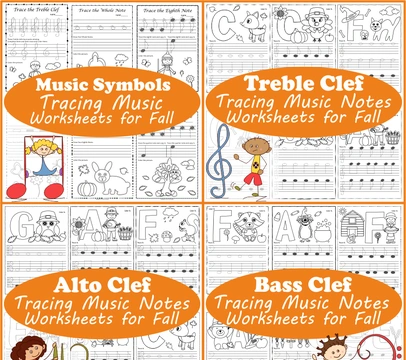 Musical Tracing Worksheets Bundle for Fall