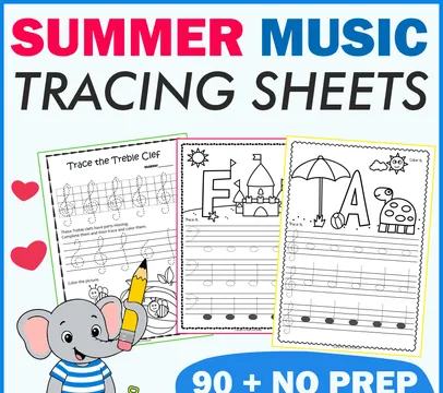 Musical Tracing Worksheets Bundle for Summer