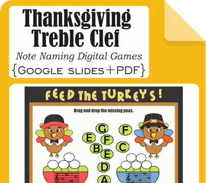 Thanksgiving Treble Clef Note Naming Digital Games
