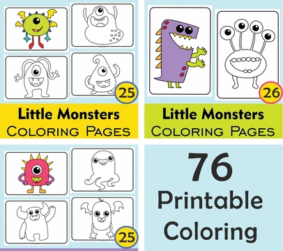 Little Monsters Printable Coloring Pages Bundle