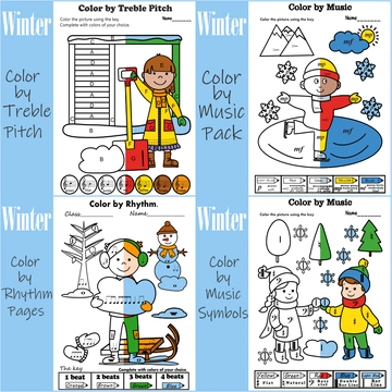Winter Music Theory Coloring Pages | Bundle