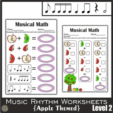 Music Math Worksheets Level 2 | Easy Music Rhythm Activities