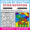 Image for Color by Rhythm Summer Themed Pages {stick notation} product