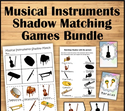 Musical Instruments Shadow Matching Games Bundle