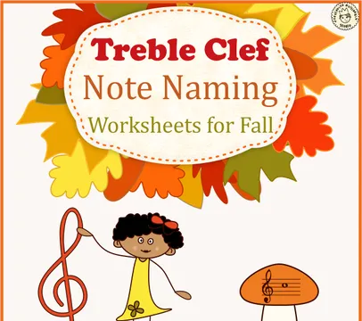 Treble Clef Note Naming Worksheets for Fall