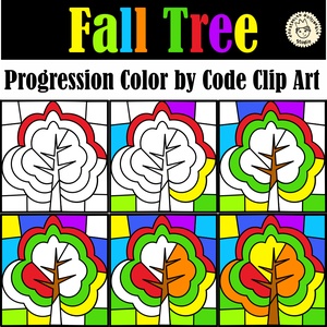 Fall Tree Progression Color by Code Free Clipart & Digital Puzzles Template