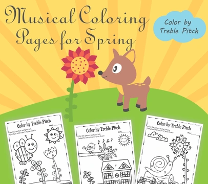 Musical Coloring Pages for Spring {Color by Treble Pitch} with answers
