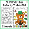 Image for St. Patrick`s Day Music Coloring Pages | Color by Treble Clef Note Names product