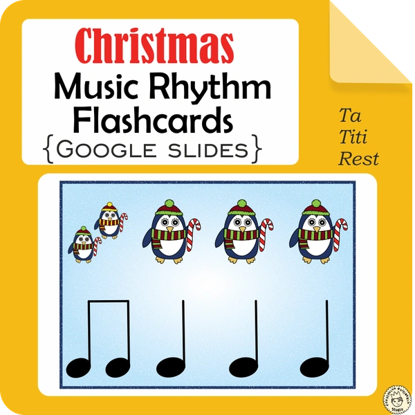 Christmas Music Rhythm Flashcards {Ta, Ti-Ti, Rest} {Google Slides + PDF}