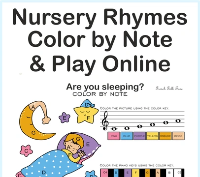 Are You Sleeping Nursery Rhythm | Online Music Game & Color By Note Sheet