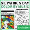 Image for St. Patrick`s Day Music Color by Code Pages | Notes Rests Dynamics Treble & Bass product