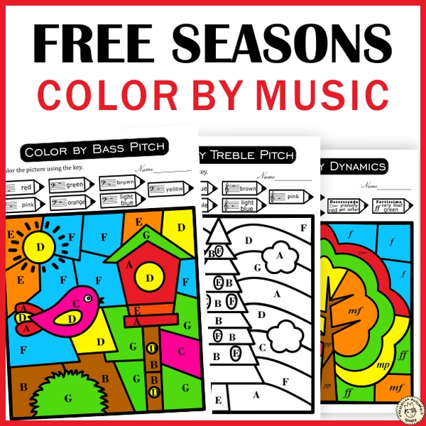 Free Printable Music Color by Number Sheets | Color by Note Names, Symbols, Dynamics