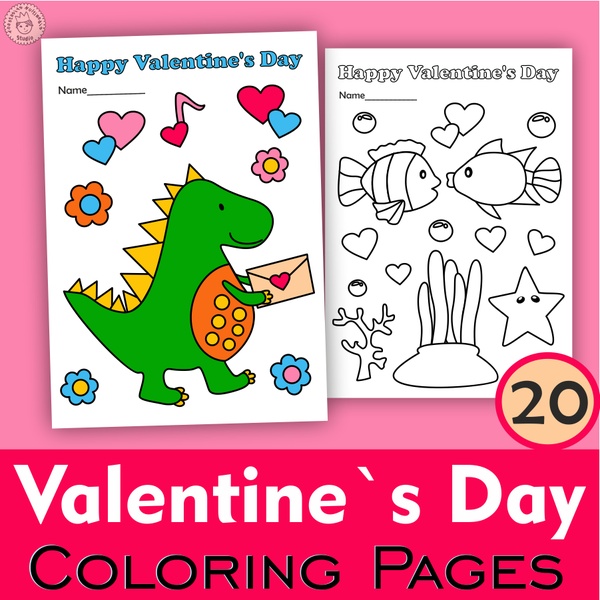 Valentine`s Day Printable Coloring Pages for Kids