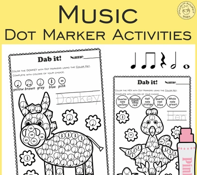 Farm Animals Music Rhythm Dot Marker Activities | Color by Note