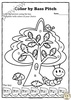 Image for Musical Coloring Pages for Fall {Color by Bass Pitch} with answers product