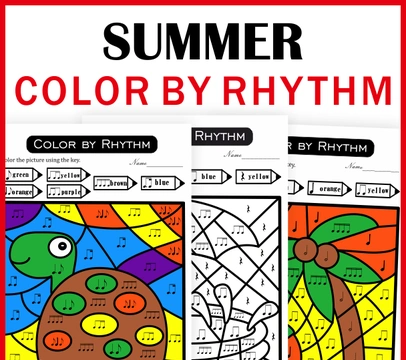 Color by Rhythm Summer Themed Pages {standard notation}