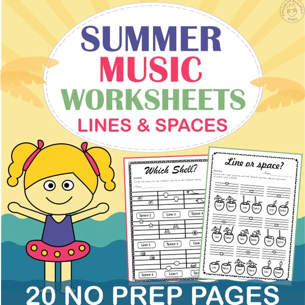Summer Music Worksheets {Lines/Spaces, High/Low} with answers