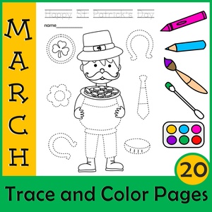 St. Patrick`s Day Picture Tracing Activities for Preschoolers | Pre-handwriting