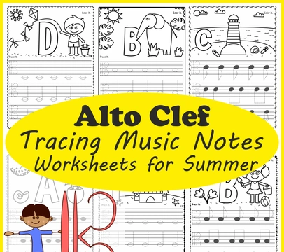 Alto Clef Tracing Music Worksheets for Summer
