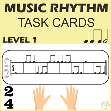 Music Rhythm Task Cards | Level 1 _ 2/4 Meter | Ta, Ti - Ti, Ta-a