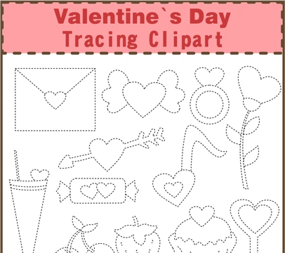 Valentines Day Tracing Clipart