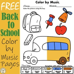 Image for Free Back to School Color by Music Pages product