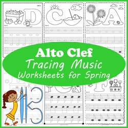 Image for Alto Clef Tracing Music Notes Worksheets for Spring product