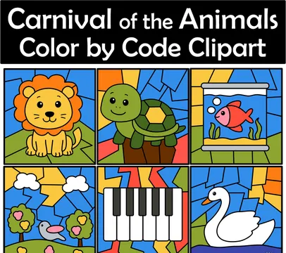 The Carnival of the Animals Color by Code Clip Art