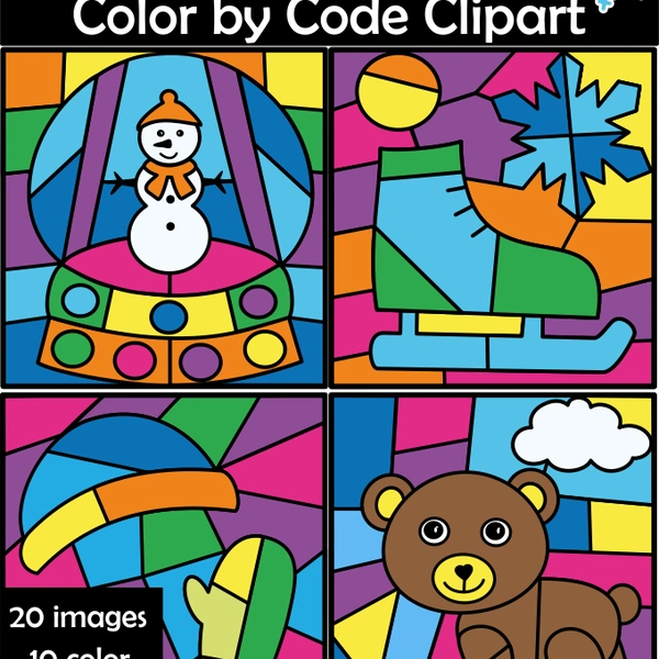 Winter Color By Code Clipart