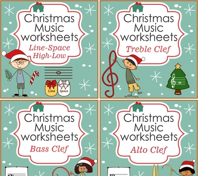 Christmas Music Worksheets Staff Bundle