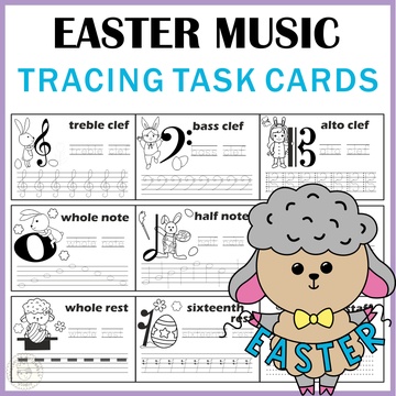 Music Tracing Task Cards for Easter | How to Draw Music Notes