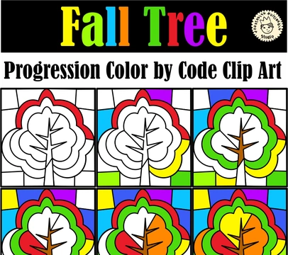 Fall Tree Progression Color by Code Free Clipart & Digital Puzzles Template