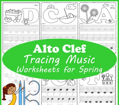 Alto Clef Tracing Music Notes Worksheets for Spring