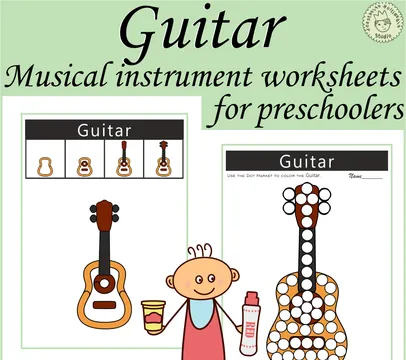 Musical Instrument Worksheets for Preschoolers | Guitar