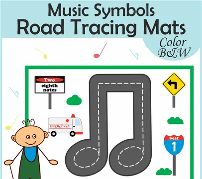 Music Notes & Symbols Road Tracing Mats
