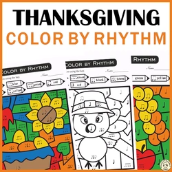 Image for Thanksgiving Color by Rhythm Sheets | Music Color by Code product