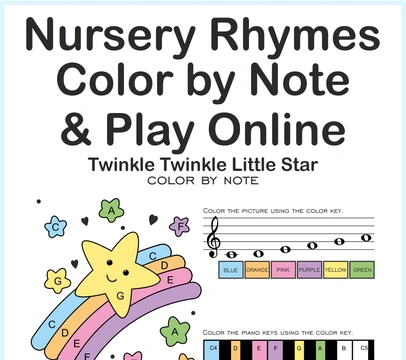 Twinkle Twinkle Little Star Nursery Rhythm | Music Game & Color By Note Sheet