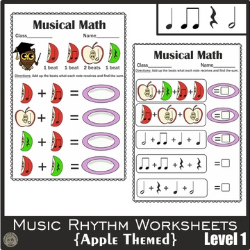 Music Math Worksheets Level 1 | Easy Music Rhythm Activities