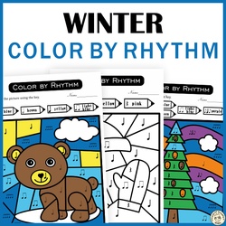 Image for Winter Music Color by Code Activities | Color by Rhythm product